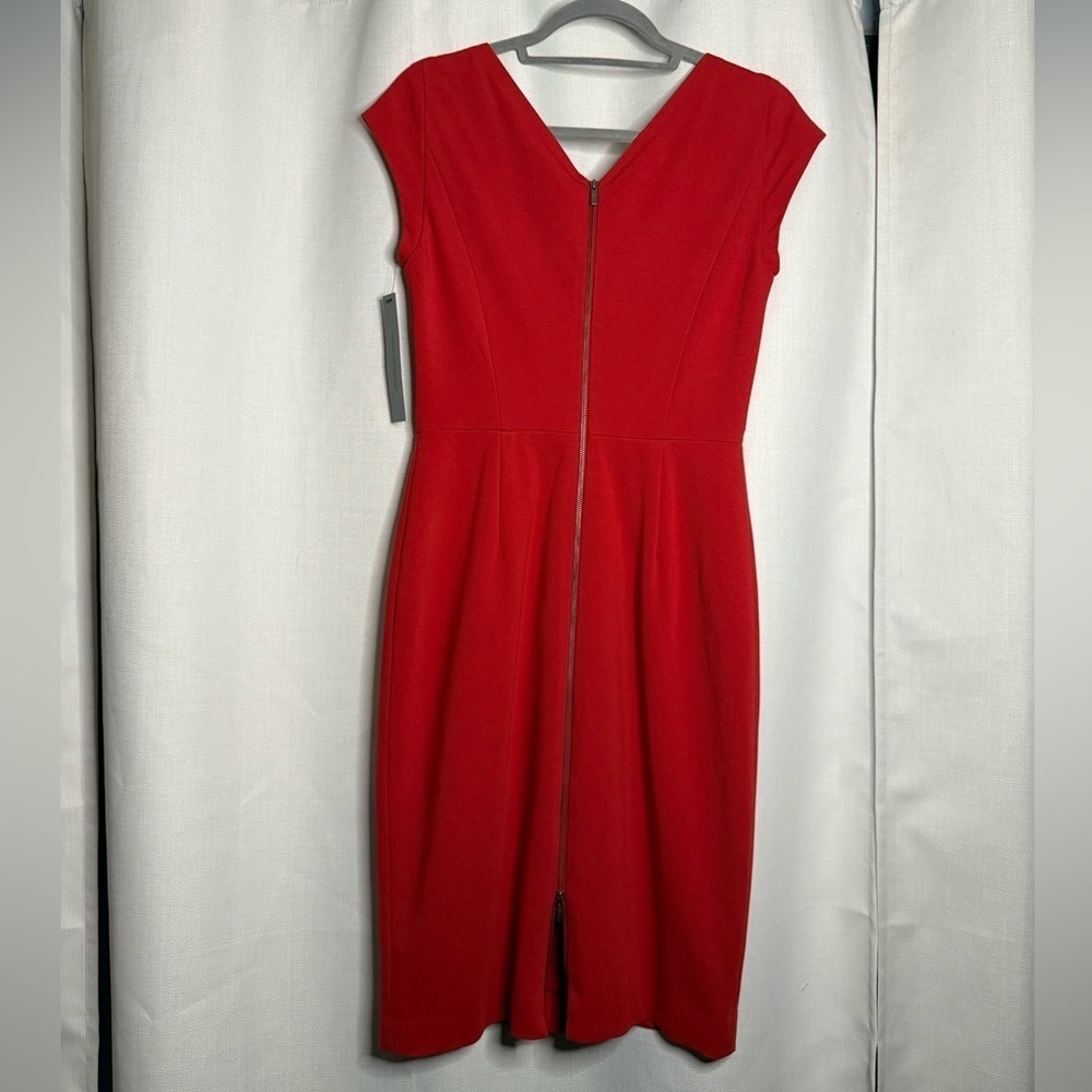 Classiques Entier Red VNeck Sheath Dress 2 - Picture 2 of 8
